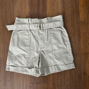 WHBM women’s tan belted paper bag shorts 0
